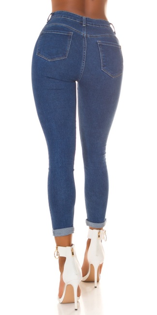 Basic push-up jeans hoge taille blauw